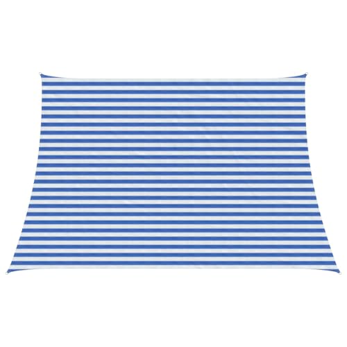 Voile d'ombrage bleu blanc 5x3m en PEHD avec fixations inox durables