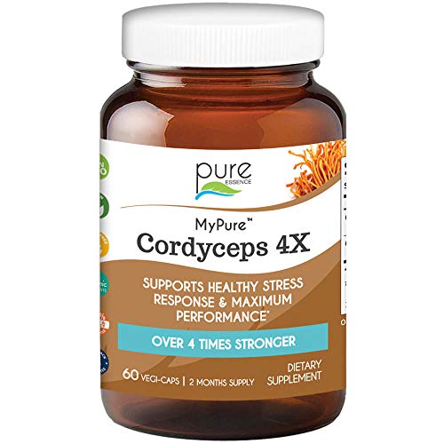 MyPure Cordyceps 4X Organic Mushroom Supplement by Pure Essence - 100% Real Mushroom Extract for Immune System Support, Combat Stress, Build Energy - 60 Caps MyPure Cordyceps 4X Organic Mushroom Supplement by Pure Essence - 100% Real Mushroom Extract for Immune System Support, Combat Stress, Build Energy - 60 Caps