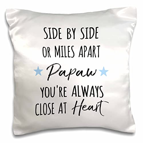 3dRose InspirationzStore Side or Miles Apart Papaw You are Always Close at Heart-Love (pc-342455-1) Pillow Case, White