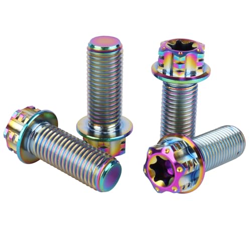 Image of 4Pcs Titanium Bolt Flange Torx Head M8 M10 x 20 25 30mm Screw Bolt for Motorcycle Car Modifications (Rainbow, M10x25mm Pitch 1.25)