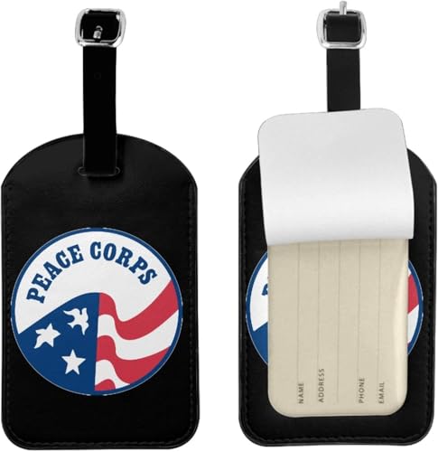 Peace Corps Leather Luggage Tags with Privacy Cover