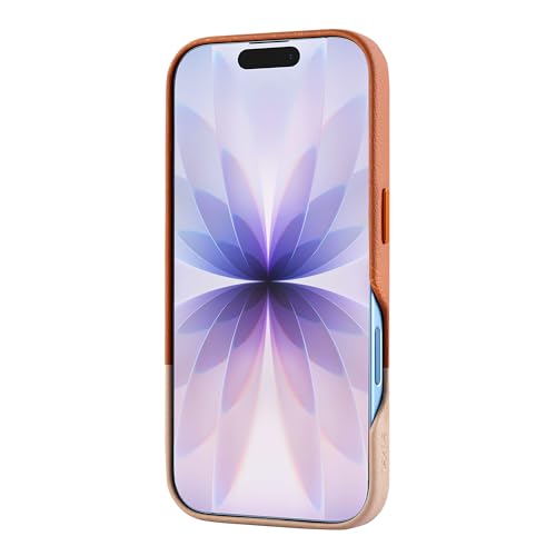 Image of TEKNE Dual-Tone Vegan Leather Case for iPhone 17 | MagSafe Compatible | 2m Drop Protection | Slim & Scratch Resistant | Raised Camera Protection Back Cover - Brown
