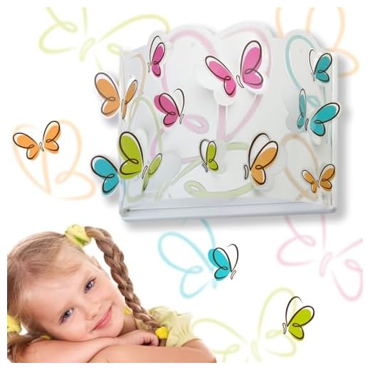 Dalber Lámpara Aplique Pared Infantil Butterfly Mariposas Multicolor, 60 W