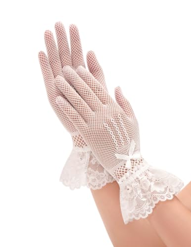 Avidlove Lace Gloves Women Tea Party Vintage Elegant Short Mitten Mesh Glove for Dressy Women Wedding Holiday Costume — view 2