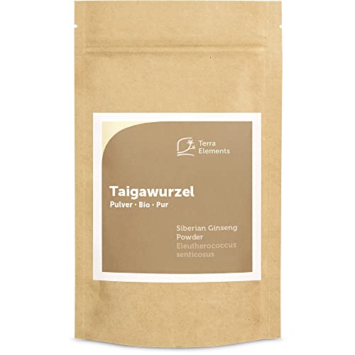 Terra Elements Bio Taigawurzel Pulver 100 g I Sibirischer Ginseng I Eleuthero I 100% rein I Vegan I Rohkost