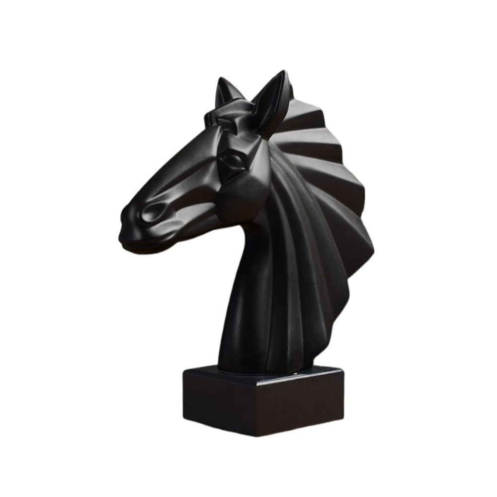 Zeny896v Black Sculptures Living Room Study Entrance Ceramic Horse Ornaments Creative Office Home Decorations Decor(Black)