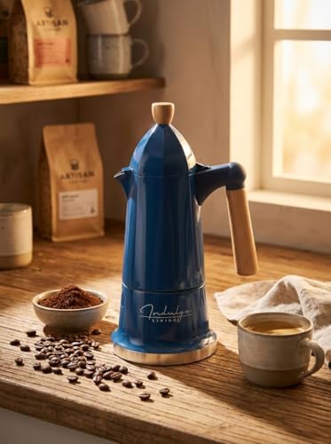 Image of Nordic Beacon Moka Pot 300ml (6 Cup) | Italian Stovetop Coffee Maker | Aluminium Moka Coffee Pot | Brews Strong Espresso-Style Coffee