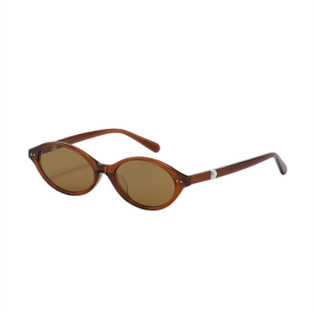 Occhiali da sole ovali alla moda in acetato con protezione UV400 per attività all'aperto.