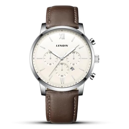 LN LENQIN Reloj Hombre Relojes Analógicos Cuarzo para Hombres Reloj Acuatico Hombre Luminosa Reloj de Pulsera Minimalista Reloj Clasico para Hombre con Fecha y Correa de Piel (Coffee White)