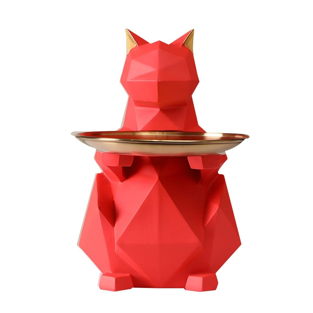 Plateau de rangement de bijoux chat sculpture design pour salon