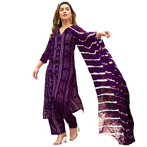 ANNI-DESIGNER-Womens-Rayon-Blend-Straight-Bandhej-Printed-Kurta-with-Pant-Dupatta