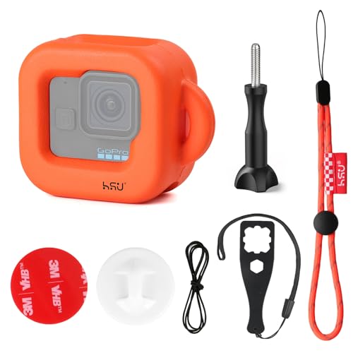 HSU Floaty Case für GoPro Hero 11 Mini, Schwimmendes Gehäuse Zubehör für Wassersport Surfen Schwimmen Tauchen (Orange)