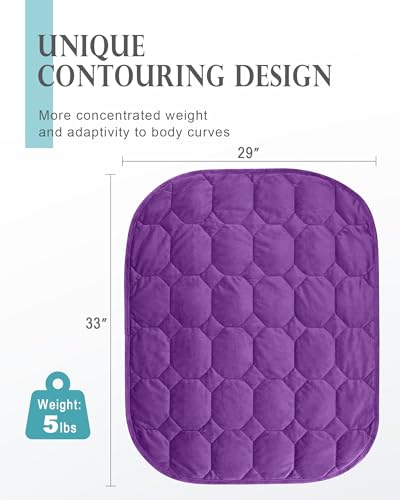 Image of Cottonblue Weighted Lap Blanket Pad 5 lbs 29 inch x 33 inch, Cozy Luxury Crystal Velvet Weighted Blanket for Adults Teens, Small Weighted Blanket Throw All Season for Travel Relaxation Sleeping, Purple