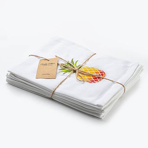 Candy Cottons 100% Cotton Dinner Napkins Pineapple Emboidered Napkin (Pack Of 6-18"X18") Dinner Table Napkins, Soft & Comfortable Cotton Napkins, Reusable Napkins For Home, Weddings & Cocktail Parties #TOP2