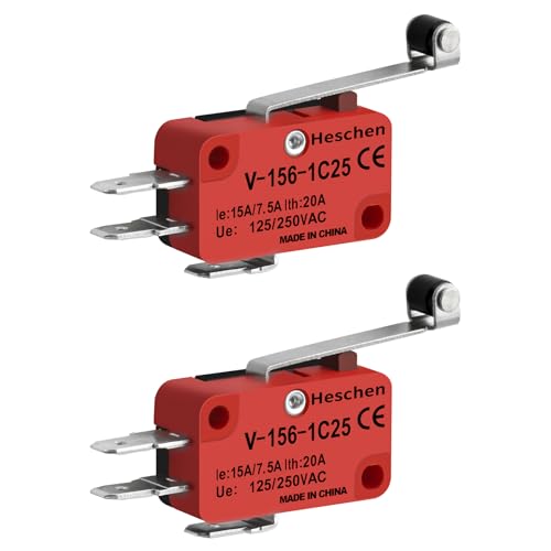Heschen Mikroschalter, langer Rollenhebel, Wechselschalter, 20 A, 250 VAC, 2er-Pack, V-156-1C25