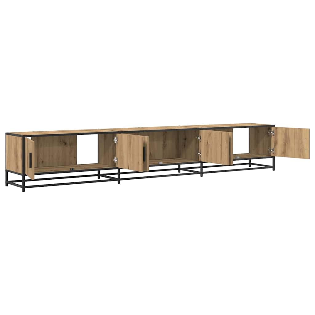 Set di 2 mobili bassi per TV in rovere Artisan, 240 x 35 x 41 cm