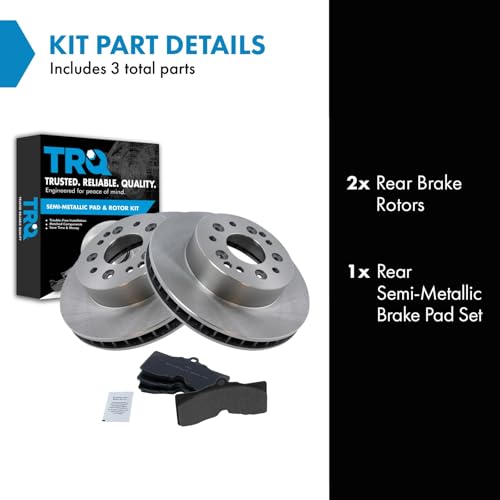 Image of TRQ Rear Semi Metallic Brake Pad and Rotor Set | For 1965-1982 Chevrolet Corvette