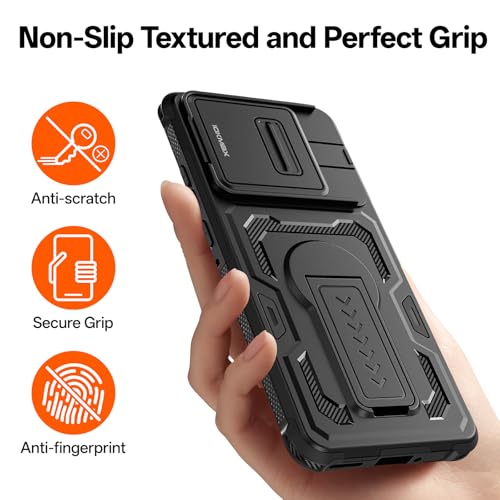 Iokmax for Motorola Edge 2025 Case with Screen Protector, Upgrade Slide Camera Cover, Kickstand, Lanyard Strap, Military Grade Shockproof Heavy Duty Robust Bumper Phone Case for Moto Edge 2025, Black by Iokmax - Used condition - Image 5