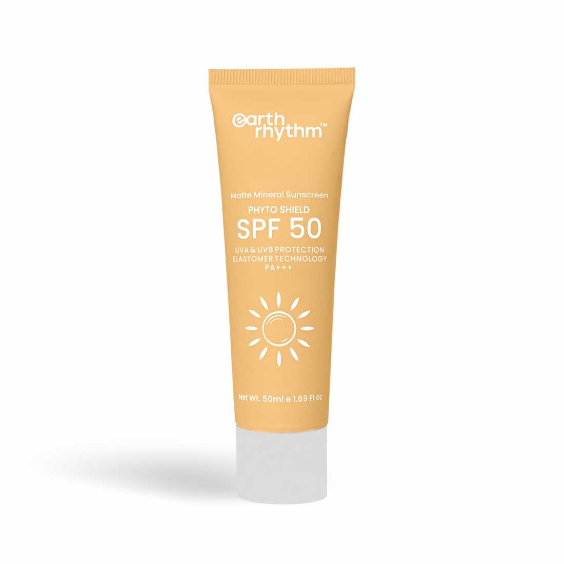 Earth RhythmMatte Mineral Sunscreen SPF 50 with 9% Zinc Oxide for Daily Use | PA+++, Zero White Cast & Non-Sticky, Matte Finish | Men & Women | - 50ml