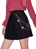 SweatyRocks Women's High Waisted A Line Pleated Skirt Cute Chain Skater Mini Skirts Black S