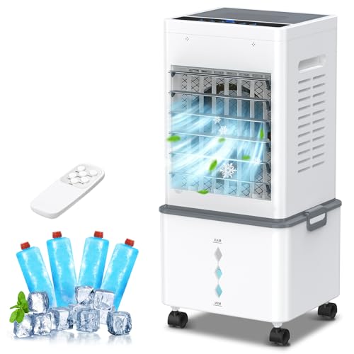 Catálogo para Comprar On-line Mini Aire Acondicionado los mejores 10. 49 Aire Acondicionado Portátil, Enfriador Evaporativo 4 En 1, 6 Velocidades, Tanque de Agua de 12L, 4 Depósitos de Hielo, Control Remoto, Temporizador de 24 Horas, Ideal para...