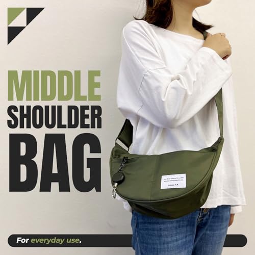 Womens Mens Crossover Body Bag Crossbody Crescent Bag Hobo Sling Half Moon Purse Shoulder Bag (Khaki)2