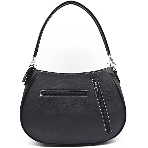 WESTERN ORIGIN Punk Gothic Skull Chain Crossbody Handbag Removable Strap Purse Women Single Shoulder Bag/Wallet Black4