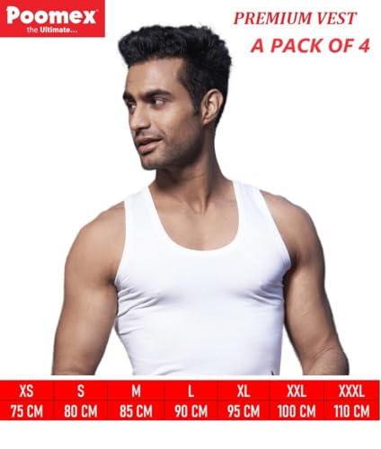 Image of Poomex Men's Cotton Vest (Pack of 4)