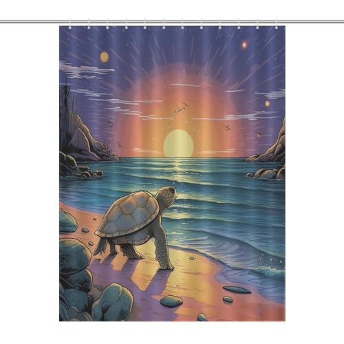 Rideau douche tortue 140x183cm imperméable lavable
