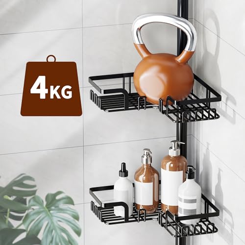 Miniatura 3 de Kegii Estanteria Ducha Telescopica - Estantería Ducha Sin Taladro Acero Inoxidable Estante De Ducha Esquinero Acero Inoxidable Estanteria Para Ducha, Negro