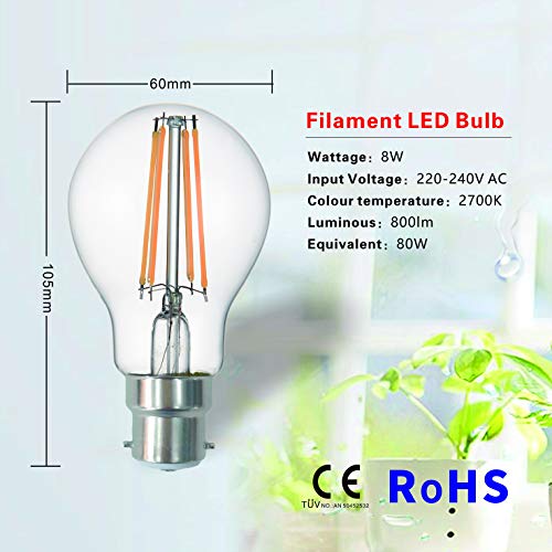 image for SD LUX B22 LED Bulbs Bayonet Vintage Filament Led Light Bulbs B22,A60 
