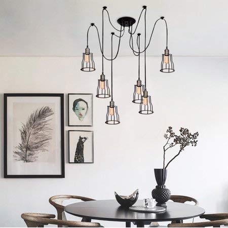 Lampadario Sospeso Industriale Con 3 Bracci - Stile Ragno Vintage Per Soggiorno E Camera - Foto 4