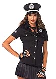 Leg Avenue Womens 2 Pc Police Shirt Costume With Badge Accents and Tie, Black, MEDIUM