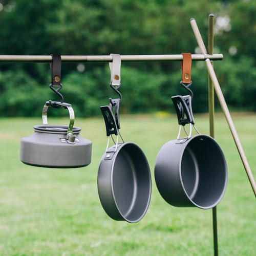 16 Stück S Haken mit Lederschlaufe Haken zum Einhängen für Kleiderstange, S-förmige Leder Camping Haken, 16 x 2cm Multifunktions Leder Haken für Mantel, Handtuch, Küche, Badezimmer (4 Farben-01)