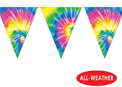 Beistle 1960’S Tie Dyed Pennant Banner – Indoor/Outdoor Hanging Décor For 60’S Theme And Birthday Party Supplies #TOP2