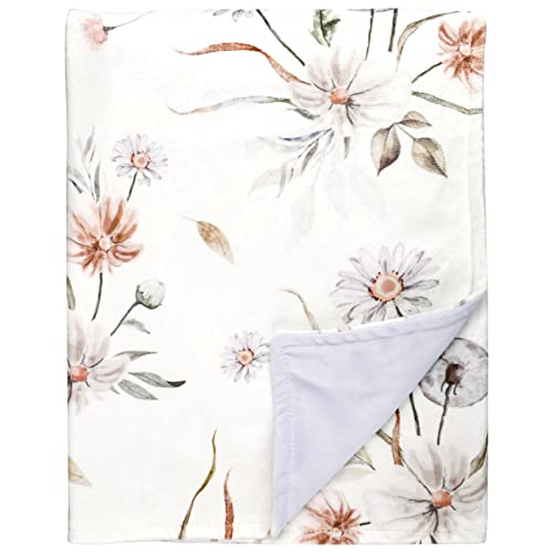 Image of CARUILI Baby Blanket for Girls, Floral Fleece Blankets Double Layer Super Soft Warm Crib Minky Blanket for Toddler Bed, Nursery, Stroller, Car Seat, 30 x 40 Inch, Purple