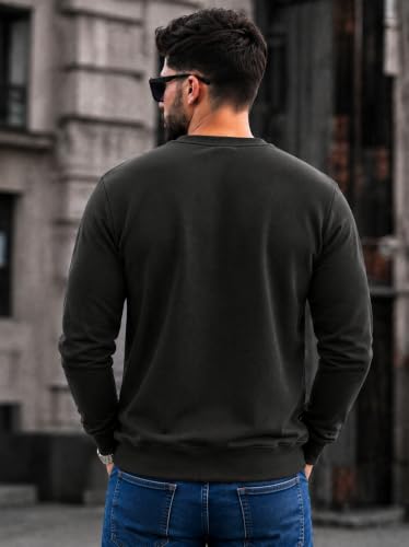 Image of Mack Jonney Men's Solid Winter Sweatshirt|Soft Fleece Fabric Full Sleeve Round Neck Sweatshirt|Stylish Casual Wear for Men-mj-281