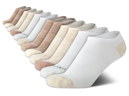 Image of Calvin Klein Womens No Show Socks - 12 Pack Flat Knit Cushioned Athletic Low Cut Socks for Women for Sports and Running