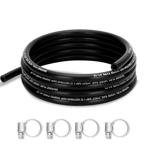 3/8 Marine Fuel Line Hose - 12 FT SAE J1527 Type A1-15 Rubber Fuel Line for Boats Outboards & Marine Engines