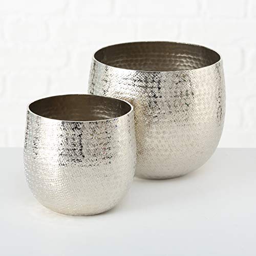 Whw Whole House Worlds Crosby Street Bucket Style Cache-Pot Planters, Set Of 2, Polished Silver Aluminum, 7.75 And 6.25 Diameter #TOP6