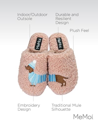 MeMoi Womens Doggone Silly Hard Bottom Plush Slippers3