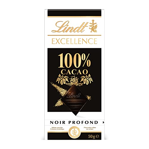 Lindt - Tablette EXCELLENCE Noir 100% Cacao - Chocolat Noir, 50g