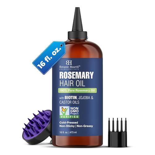 Image of Botanic Hearth Rosemary Oil for Hair Growth - 16 Fl oz | Enriched with Biotin, Castor & Jojoba | Hair Relaxers & Dry Scalp Treatment | Color Safe | Suitable For All Hair Types