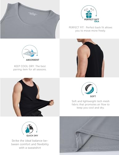 Image of OYGSieg 6 Pack Men's Quick Dry Workout Tank Tops Breathable Gym Sleeveless Muscle Shirts for Active Men