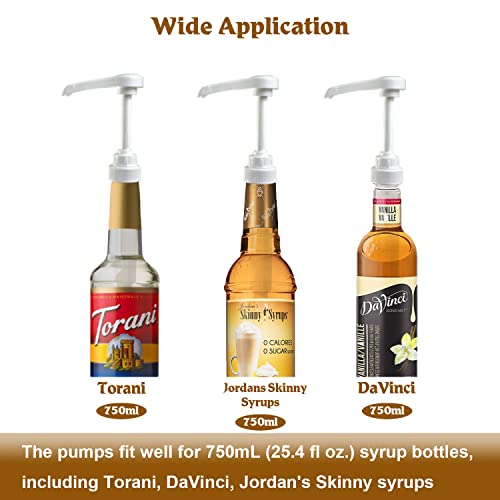 Sunyamgo Coffee Syrup Pump, Torani Syrup Pump Dispenser Fits 25.4 Oz/750Ml Bottles, Compatible With Torani, Davinci, Jordans Skinny Syrups, White (Pack Of 3) #TOP3
