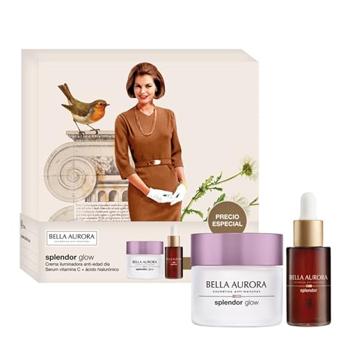 BELLA AURORA - Pack Antiedad Splendor, Crema Día 50 ml + Sérum 30 ml con Vitamina C y Ácido Hialurónico, Tratamiento Antiedad, +50 Años, Efecto Lifting, Reparador y Antioxidante