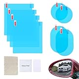 8 Pack Car Rearview Mirror Film, Car Mirror Film Anti-Fog Glare Rainproof, Waterproof Nano Coating Films for Side Mirrors and Windows, for Safe Driving in Rainy Conditions, Installation Kit Included