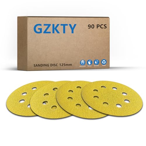 GZKTY 125 mm Sanding Discs, 60 Pieces, 8 Holes, Grits 40, for 5 Inch Orbital Sanders
