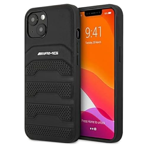 AMG AMHCP12SGSEBK Étui de Protection en Cuir pour iPhone 12 Mini 5,4" Noir