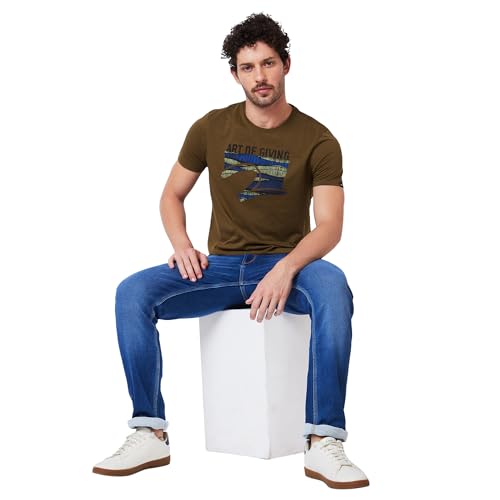 Image of Spykar Men's Slim Fit Round Neck Half Sleeve Solid Casual T-Shirt